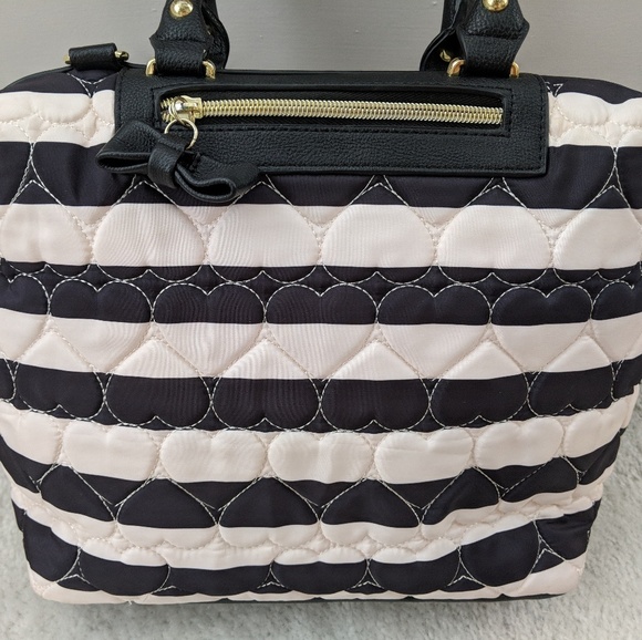Betsey Johnson Striped Heart Quilted Purse - Picture 4 of 6